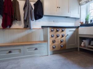 Mud Room with Boot Bench Merchants Chest Wash Stand