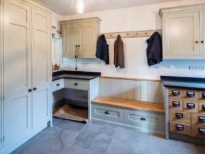 Mud Room with Dog Bed Boot Bench Merchants Chest